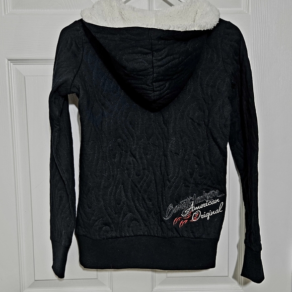 BARRETT JACKSON Black Quilted Full Zip Hoodie Sweatshirt Jacket Womens Small NWT - Picture 11 of 13